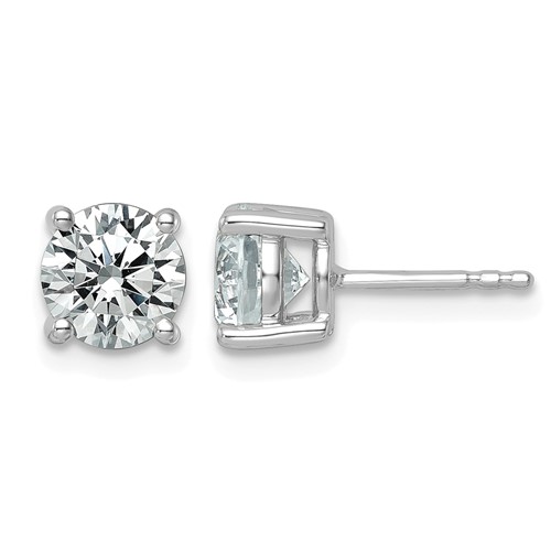Platinum 2.50 Carat Lab Grown Diamond VS+ F+ Round Complete Four Prong Stud Earrings