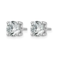 14K White Gold 2.50 Carat Certified Lab Grown Diamond VS SI+ G+ Round Complete Four Prong Lightweight Stud Earrings view 2