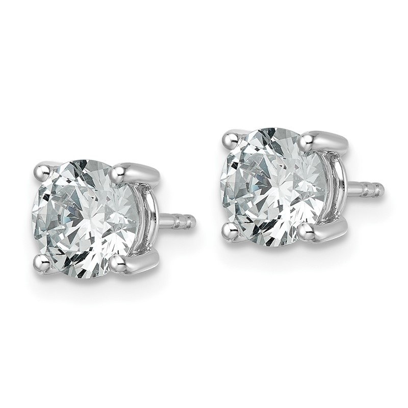 14k White Gold 2 1/2 ctw Lab Grown Diamond VS+ F+ Round 4 Prong Heavy Wt. Stud Earrings