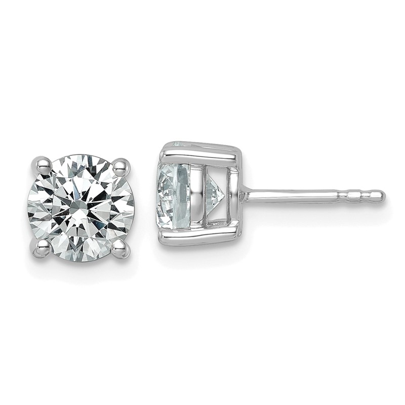 14k White Gold 2 1/2 ctw Lab Grown Diamond VS+ F+ Round 4 Prong Heavy Wt. Stud Earrings
