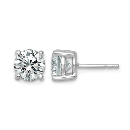 14K White Gold 2.50 Carat Lab Grown Diamond VS+ F+ Round Complete Four Prong Heavyweight Stud Earrings