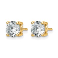 14K Yellow Gold 2.50 Carat Certified Lab Grown Diamond VS+ F+ Round Complete Four Prong Heavyweight Stud Earrings view 2