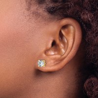 14K Yellow Gold 2.50 Carat Certified Lab Grown Diamond VS+ F+ Round Complete Four Prong Heavyweight Stud Earrings view 3
