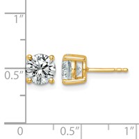 14K Yellow Gold 2.50 Carat Certified Lab Grown Diamond VS+ F+ Round Complete Four Prong Heavyweight Stud Earrings view 5