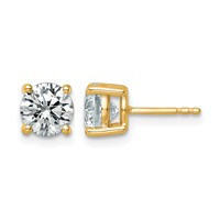 14K Yellow Gold 2.50 Carat Lab Grown Diamond VS SI+ G+ Round Complete Four Prong Lightweight Stud Earrings view 1