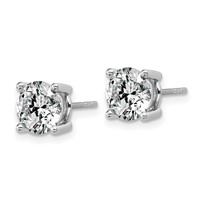 10K White Gold 3 Carat Certified Lab Grown Diamond VS SI+ G+ Round Complete Four Prong Stud Earrings view 2