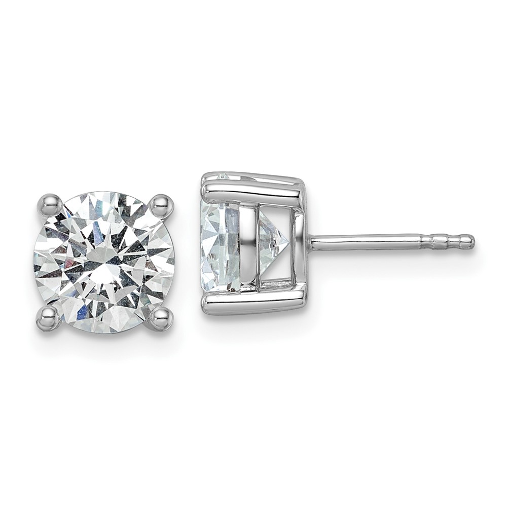10K White Gold 3 Carat Certified Lab Grown Diamond VS SI+ G+ Round Complete Four Prong Stud Earrings