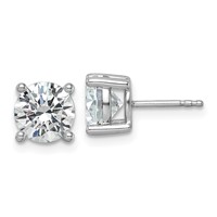 10K White Gold 3 Carat Certified Lab Grown Diamond VS SI+ G+ Round Complete Four Prong Stud Earrings view 1