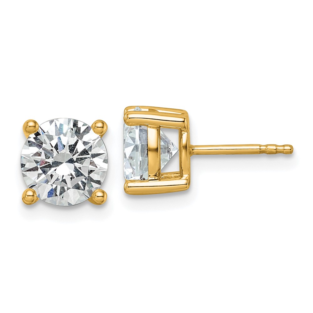 10K Yellow Gold 3 Carat Certified Lab Grown Diamond VS SI+ G+ Round Complete Four Prong Stud Earrings