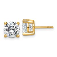 10K Yellow Gold 3 Carat Certified Lab Grown Diamond VS SI+ G+ Round Complete Four Prong Stud Earrings view 1