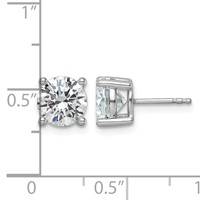 18K White Gold 3 Carat Lab Grown Diamond VS+ F+ Round Complete Four Prong Stud Earrings view 5