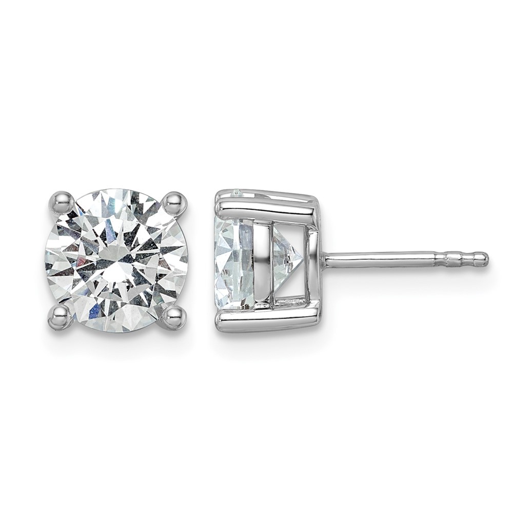 18K White Gold 3 Carat Lab Grown Diamond VS+ F+ Round Complete Four Prong Stud Earrings