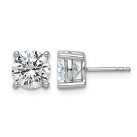 18K White Gold 3 Carat Lab Grown Diamond VS+ F+ Round Complete Four Prong Stud Earrings view 1