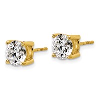 18K Yellow Gold 3 Carat Certified Lab Grown Diamond VS+ F+ Round Complete Four Prong Stud Earrings view 2