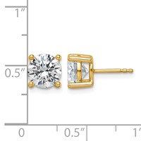18K Yellow Gold 3 Carat Certified Lab Grown Diamond VS+ F+ Round Complete Four Prong Stud Earrings view 5