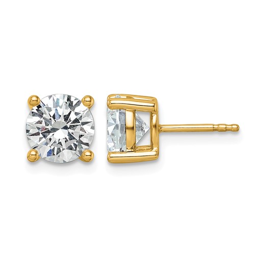 18K Yellow Gold 3 Carat Certified Lab Grown Diamond VS+ F+ Round Complete Four Prong Stud Earrings