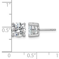 Platinum 3 Carat Lab Grown Diamond VS+ F+ Round Complete Four Prong Stud Earrings view 5
