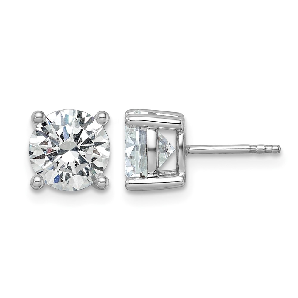 Platinum 3 Carat Lab Grown Diamond VS+ F+ Round Complete Four Prong Stud Earrings