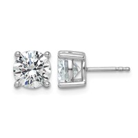 Platinum 3 Carat Lab Grown Diamond VS+ F+ Round Complete Four Prong Stud Earrings view 1