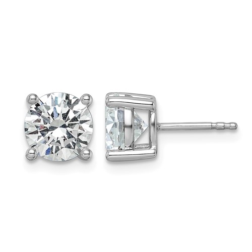 Platinum 3 Carat Certified Lab Grown Diamond VS+ F+ Round Complete Four Prong Stud Earrings