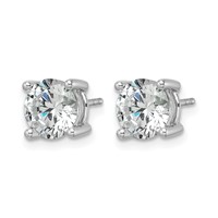 14K White Gold 3 Carat Certified Lab Grown Diamond VS SI+ G+ Round Complete Four Prong Heavyweight Stud Earrings view 2