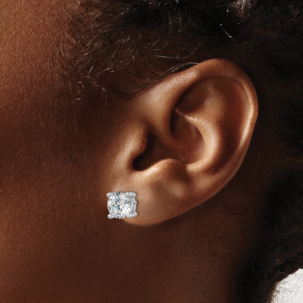 14k White Gold 3 carat Certified Lab Grown Diamond VS+ F+ Round Complete Four Prong Heavyweight Stud Earrings (EM1006-300C-WLD)
