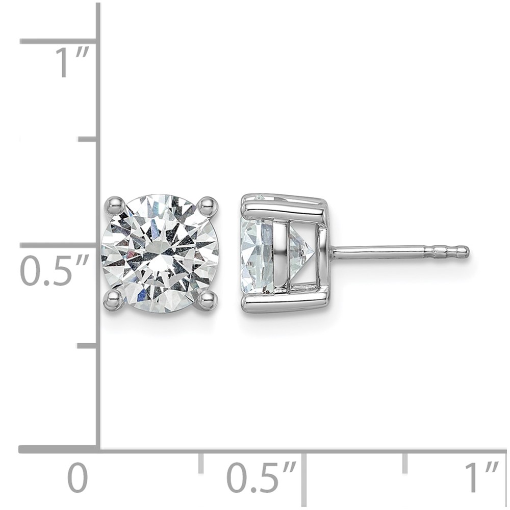 14k White Gold 3 carat Certified Lab Grown Diamond VS+ F+ Round Complete Four Prong Heavyweight Stud Earrings (EM1006-300C-WLD)