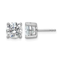14K White Gold 3 Carat Certified Lab Grown Diamond VS+ F+ Round Complete Four Prong Lightweight Stud Earrings view 1