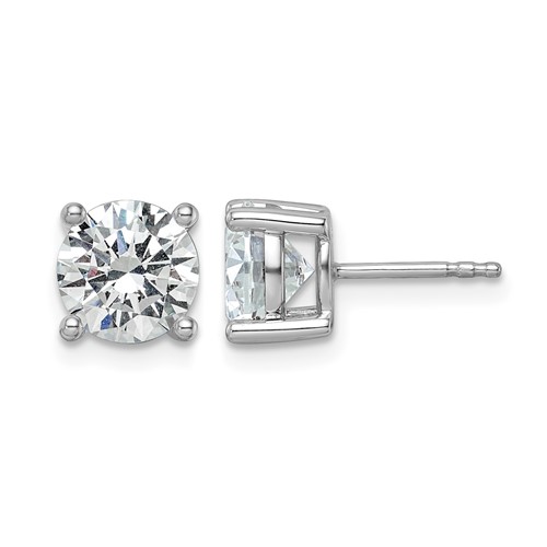 14K White Gold 3 Carat Lab Grown Diamond VS SI+ G+ Round Complete Four Prong Heavyweight Stud Earrings