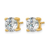 14K Yellow Gold 3 Carat Certified Lab Grown Diamond VS SI+ G+ Round Complete Four Prong Screwback Heavyweight Stud Earrings view 2