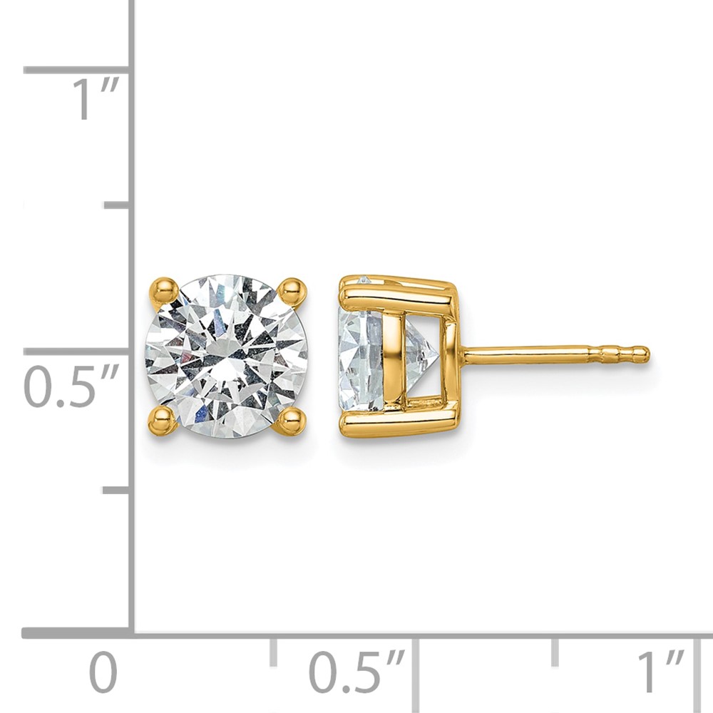 14k 3 carat Lab Grown Diamond VS/SI+ G+ Round Complete Four Prong Heavyweight Stud Earrings (EM1006-300-LG)