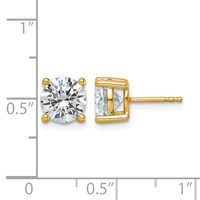 14K Yellow Gold 3 Carat Certified Lab Grown Diamond VS SI+ G+ Round Complete Four Prong Screwback Heavyweight Stud Earrings view 4