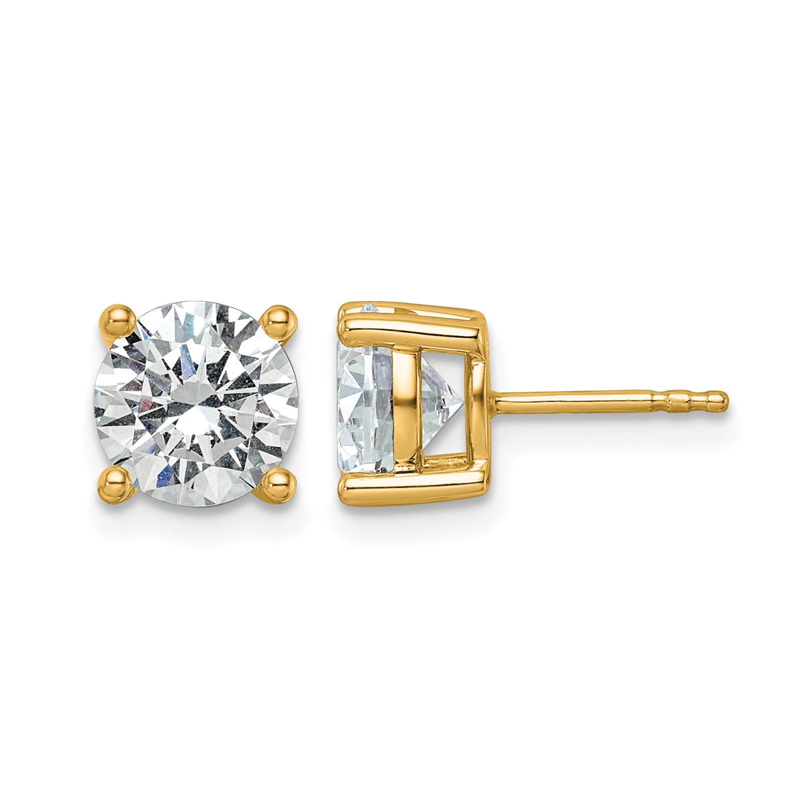 14k 3 carat Certified Lab Grown Diamond VS/SI+ G+ Round Complete Four Prong Heavyweight Stud Earrings (EM1006-300C-LG)
