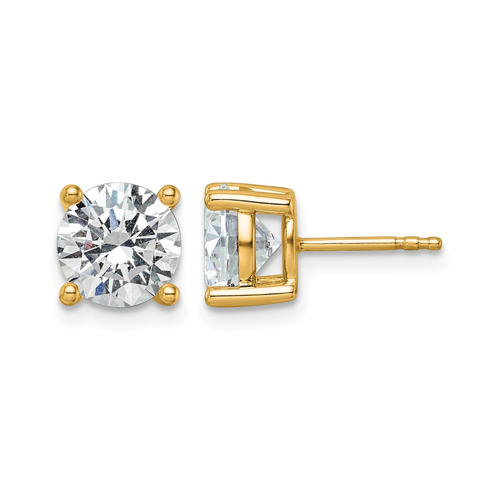 14k 3 carat Certified Lab Grown Diamond VS/SI+ G+ Round Complete Four Prong Heavyweight Stud Earrings (EM1006-300C-LG)