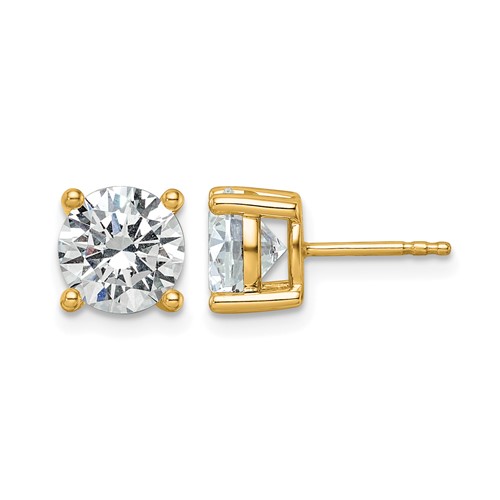 14K Yellow Gold 3 Carat Lab Grown Diamond VS SI+ G+ Round Complete Four Prong Heavyweight Stud Earrings