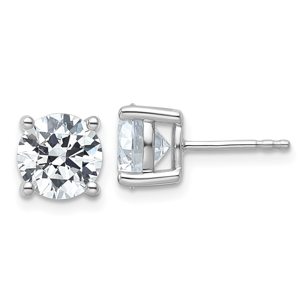 10K White Gold 4 Carat Certified Lab Grown Diamond VS SI+ G+ Round Complete Four Prong Stud Earrings