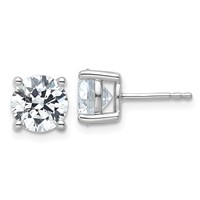 10K White Gold 4 Carat Certified Lab Grown Diamond VS SI+ G+ Round Complete Four Prong Stud Earrings view 1