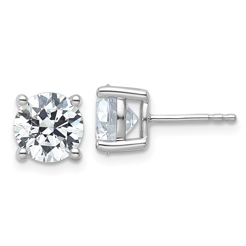10K White Gold 4 Carat Certified Lab Grown Diamond VS SI+ G+ Round Complete Four Prong Stud Earrings
