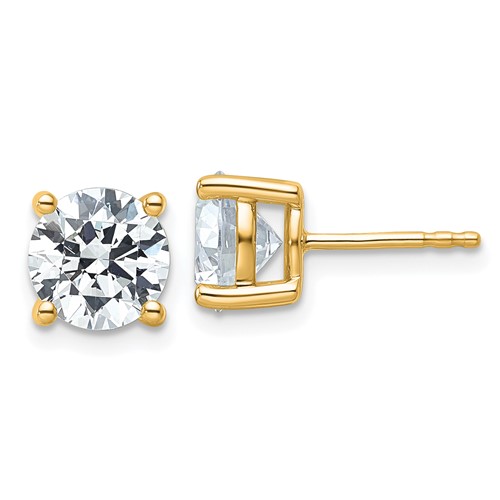 10K Yellow Gold 4 Carat Certified Lab Grown Diamond VS SI+ G+ Round Complete Four Prong Stud Earrings
