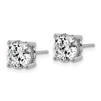 18K White Gold 4 Carat Certified Lab Grown Diamond VS+ F+ Round Complete Four Prong Stud Earrings view 2