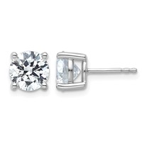 18K White Gold 4 Carat Certified Lab Grown Diamond VS+ F+ Round Complete Four Prong Stud Earrings view 1