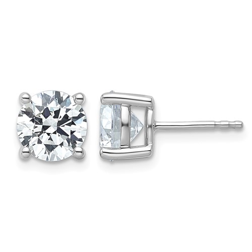 18K White Gold 4 Carat Lab Grown Diamond VS+ F+ Round Complete Four Prong Stud Earrings