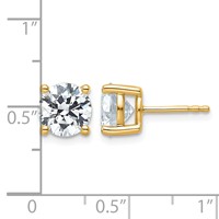 18K Yellow Gold 4 Carat Lab Grown Diamond VS+ F+ Round Complete Four Prong Stud Earrings view 5