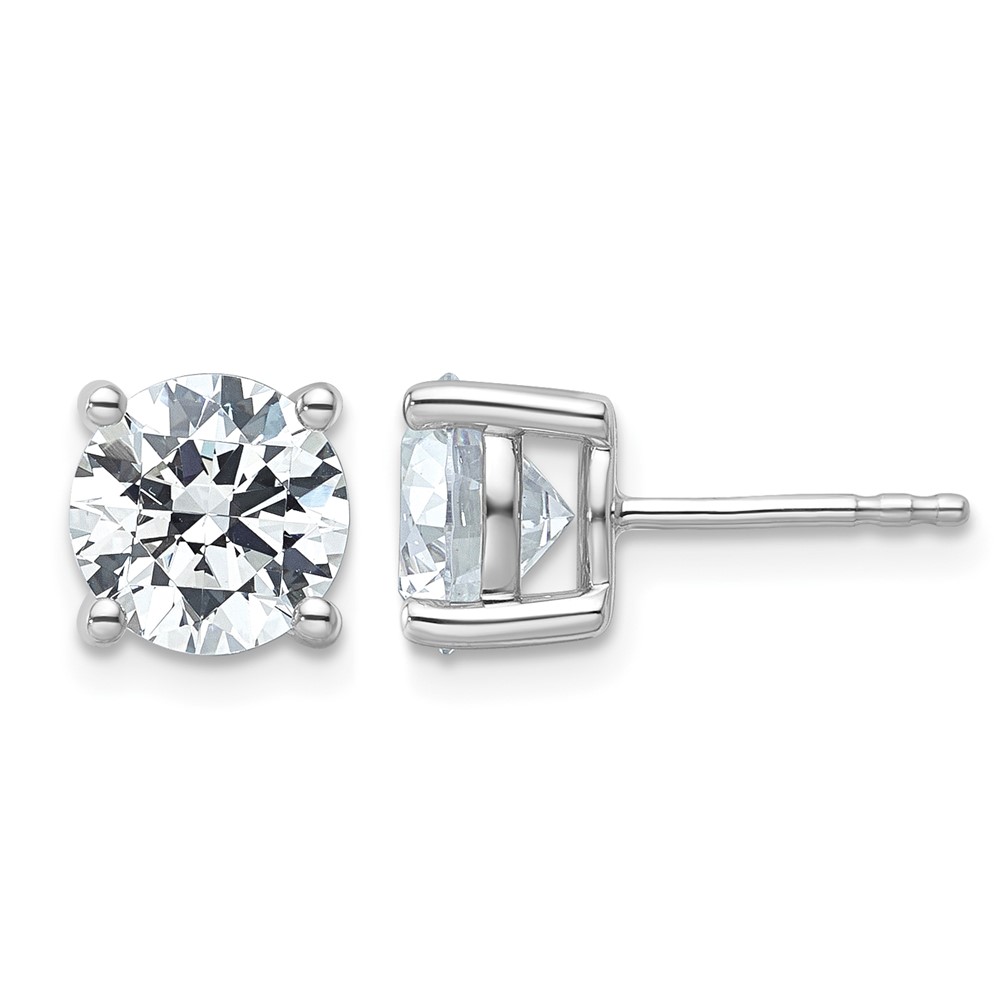 Platinum 4 Carat Lab Grown Diamond VS+ F+ Round Complete Four Prong Stud Earrings