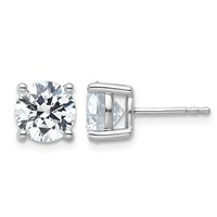 Platinum 4 Carat Lab Grown Diamond VS+ F+ Round Complete Four Prong Stud Earrings view 1