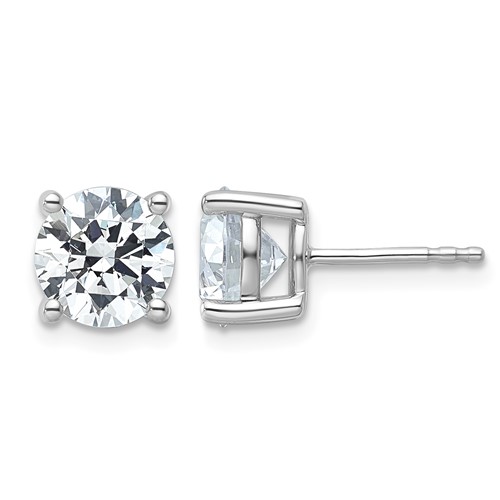 Platinum 4 Carat Lab Grown Diamond VS+ F+ Round Complete Four Prong Stud Earrings