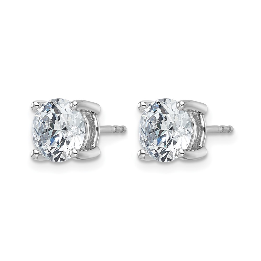 14k White Gold 4 carat Lab Grown Diamond VS+ F+ Round Complete Four Prong Heavyweight Stud Earrings (EM1006-400-WLD)