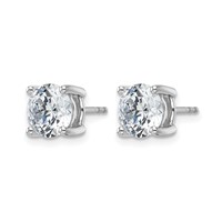 14K White Gold 4 Carat Certified Lab Grown Diamond VS SI+ G+ Round Complete Four Prong Lightweight Stud Earrings view 2