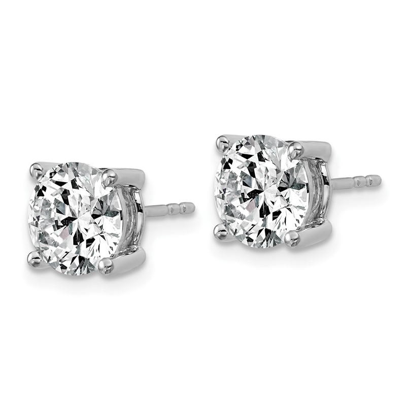 14k White Gold 4 ctw Lab Grown Diamond VS+ F+ Round 4 Prong Heavy Wt. Stud Earrings