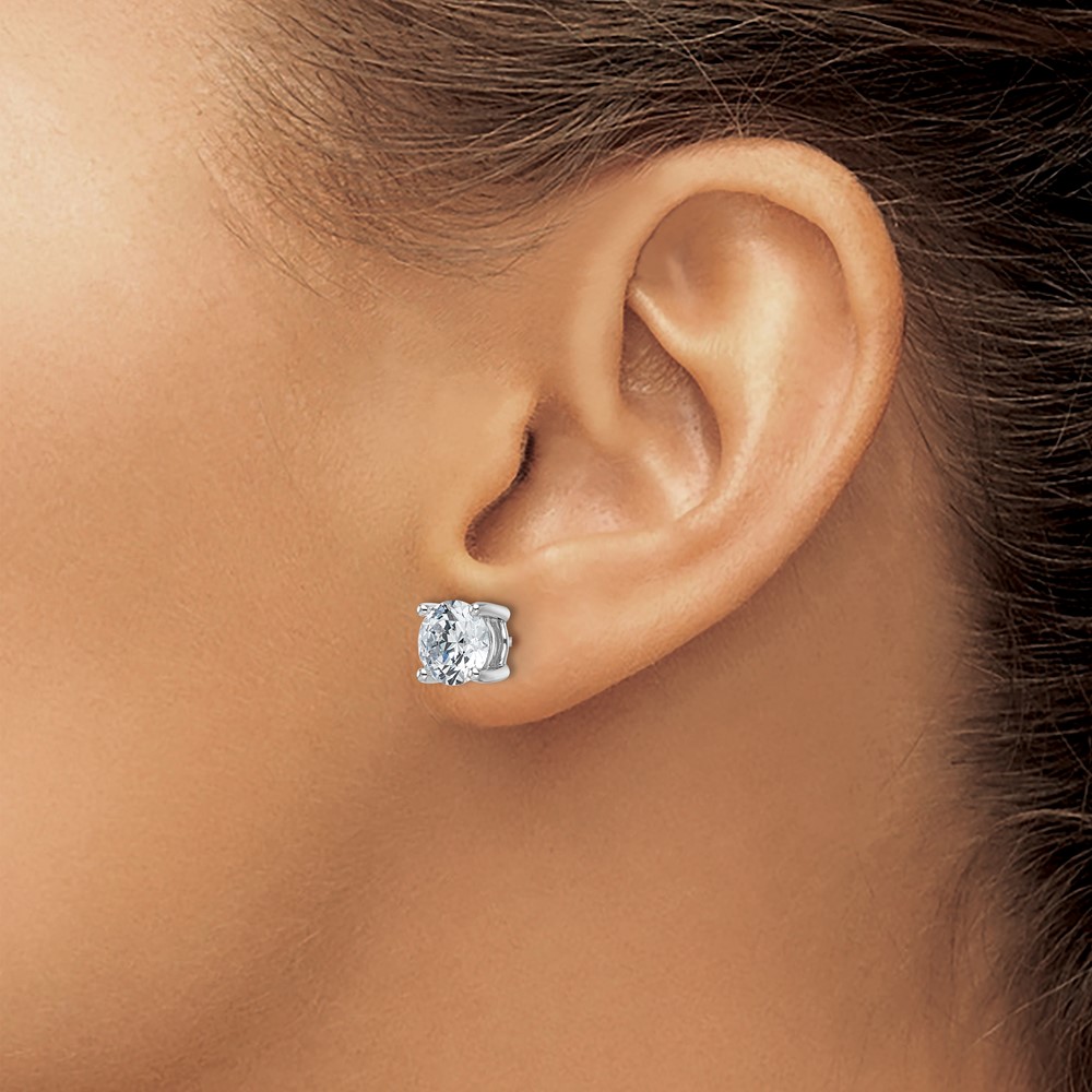 14k White Gold 4 carat Lab Grown Diamond VS+ F+ Round Complete Four Prong Heavyweight Stud Earrings (EM1006-400-WLD)